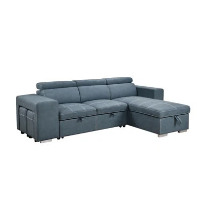 Huratio 102.7'' L Shape Sectional Sleeper Sofa 2 in 1 Convertible Sectional Sofa with Pull Out Bed, Storage Chaise And 2 Stools | Wayfair North America