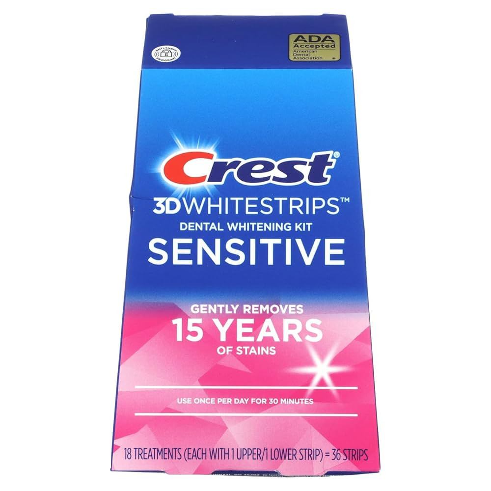 Crest 3D Whitestrips Sensitive At-Home Teeth Whitening Kit, 18 Treatments, Gently Removes 15 Year... | Amazon (US)