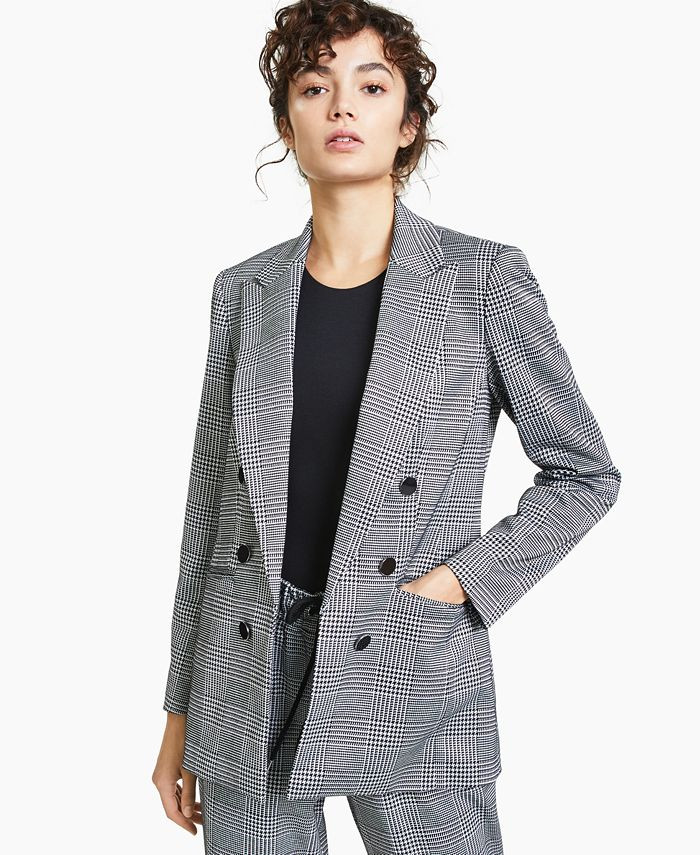 Bar III Plaid Double-Breasted Blazer, Created for Macy's & Reviews - Jackets & Blazers - Women - ... | Macys (US)