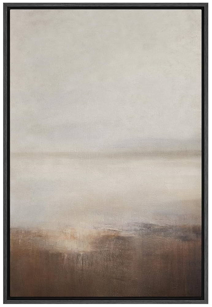 SIGNFORD Framed Canvas Print Wall Art Muted Horizon Abstract Earth Tones Illustrations Modern Art... | Amazon (US)