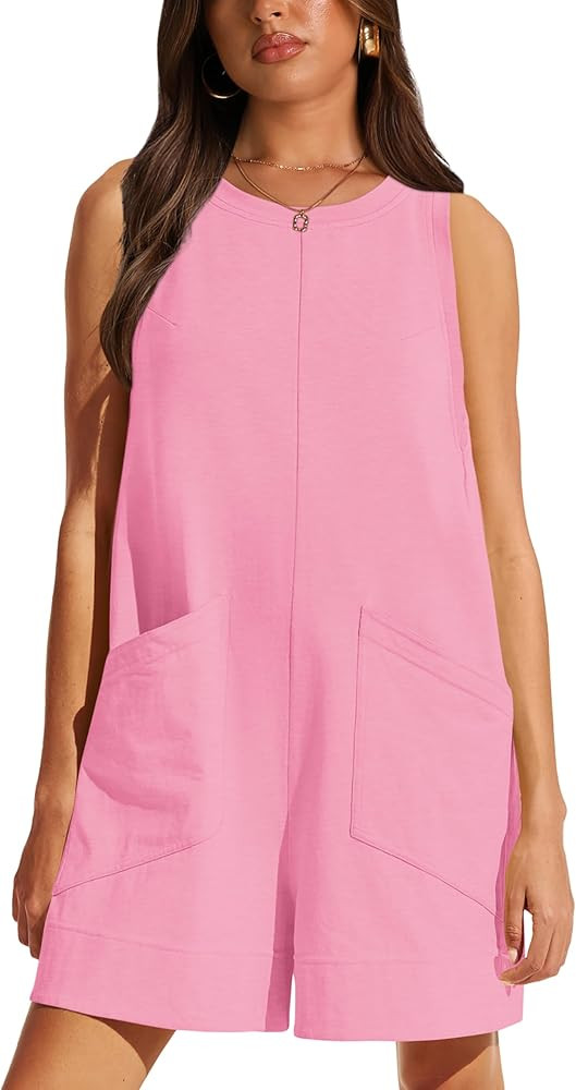XIEERDUO Rompers For Women 2024 Summer Sleeveless Loose Fit Vacation Outfits Overall Jumpsuits Ju... | Amazon (US)