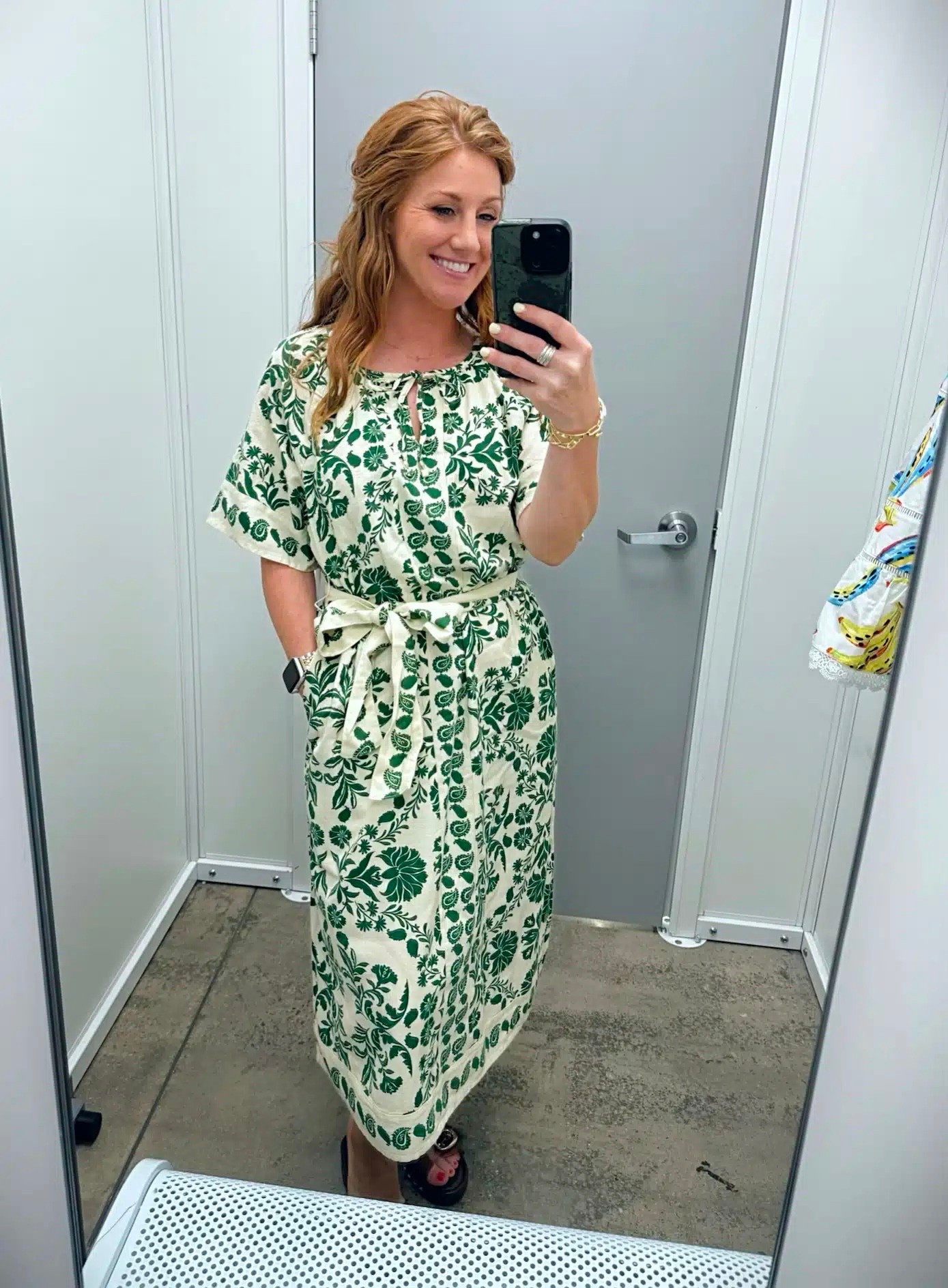 This green and white maxi dress is another option that’s great for several occasions! You could wear this on vacation, for family photos or just a day out with the girls! Stephanie is wearing a size small.

#LTKOver40 #LTKPetite #LTKootd