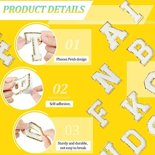 52 Pieces Self Adhesive Chenille Letter Patches Glitter Chenille Letter Patches Chenille Initial ... | Amazon (US)