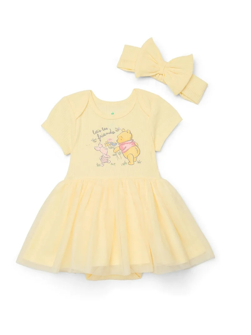 Disney Baby Wishes + Dreams Character Infant Baby Dress and Bow Headband Set, 2-Piece, Sizes Newb... | Walmart (US)