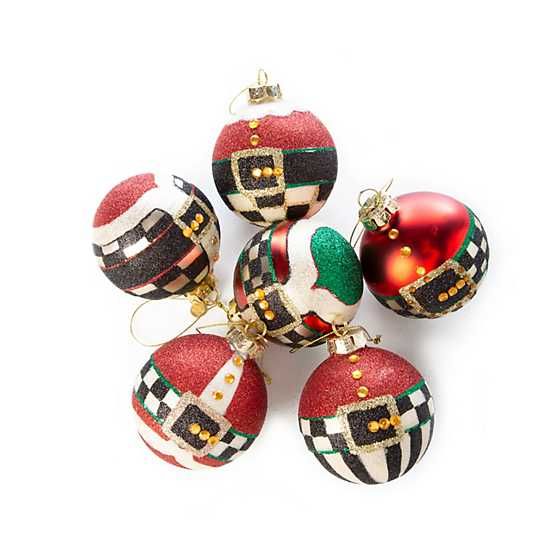 MacKenzie-Childs | Belts & Buckles Glass Ball Ornaments - Set of 6 | MacKenzie-Childs