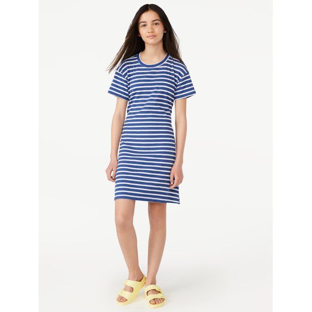 Free Assembly Girls Rib Knit T-Shirt Dress with Open Back Detail, Sizes 4-18 - Walmart.com | Walmart (US)