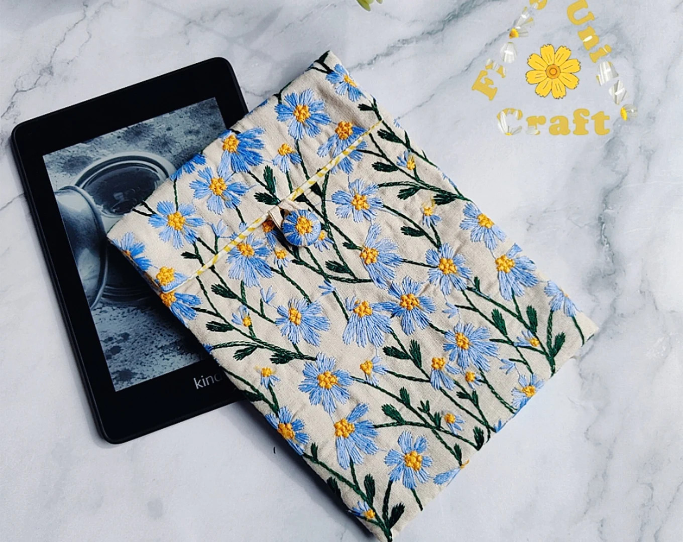 Beige Fabric Embroidered Daisies Kindle Cover for Paperwhite 12th Gen Case,kindle Colorsoft,paper... | Etsy (Global)
