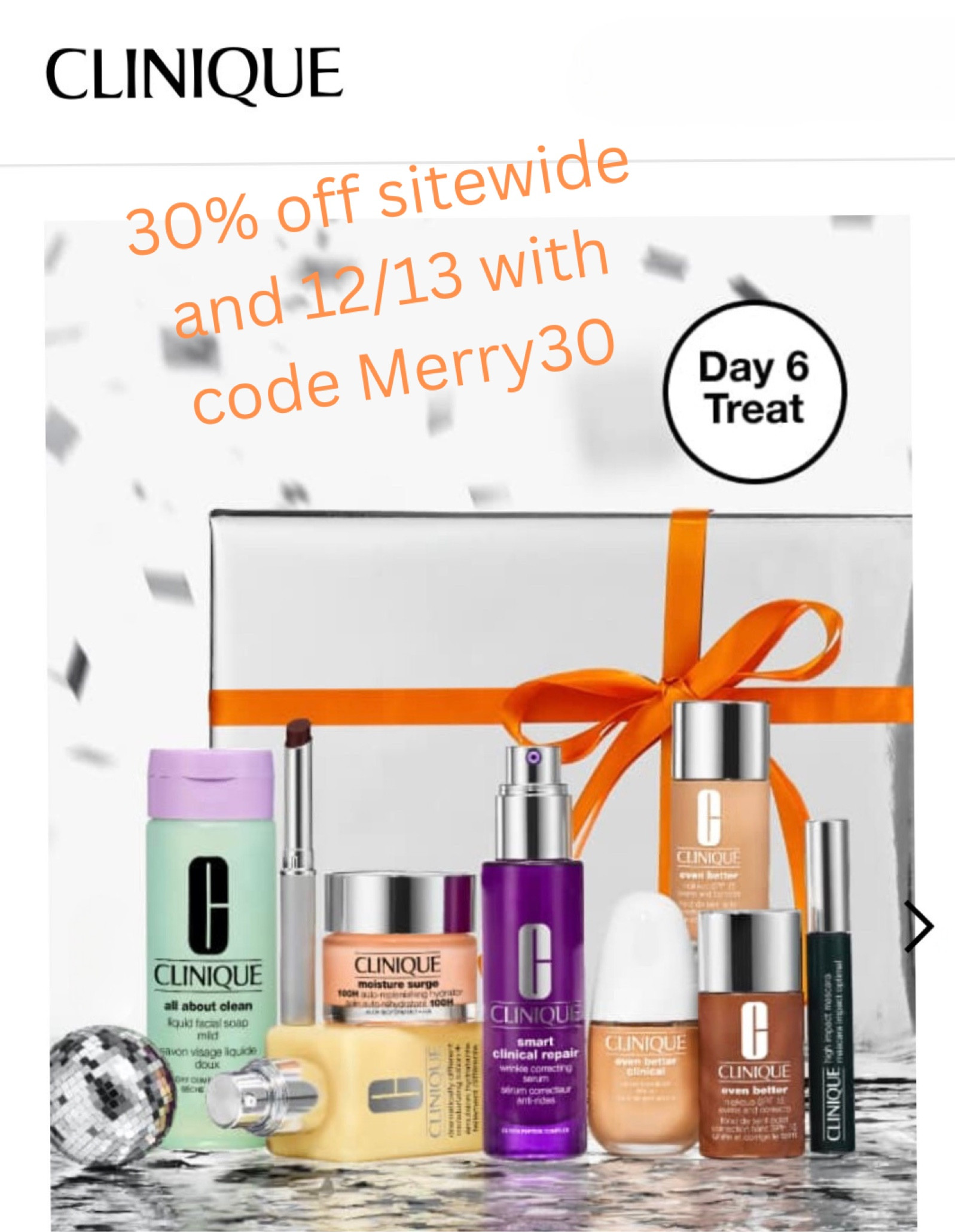 12/13 - Clinique is 30% off Sitewide
Makeup mascara eyeliner blush lipstick lipgloss skincare sunscreen foundation HAPPY fragrance eyeshadow bronzer 

#LTKBeauty #LTKSaleAlert #LTKGiftGuide