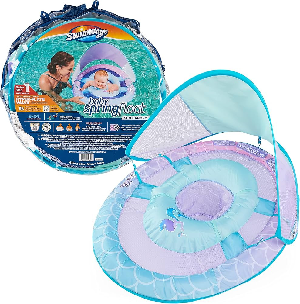 Swimways Sun Canopy Inflatable Baby Spring Float for Kids 9-24 Months, Mermaid Design | Amazon (US)