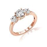 Amazon Collection Platinum or Gold Plated Sterling Silver Round 3-Stone Ring made with Infinite E... | Amazon (US)