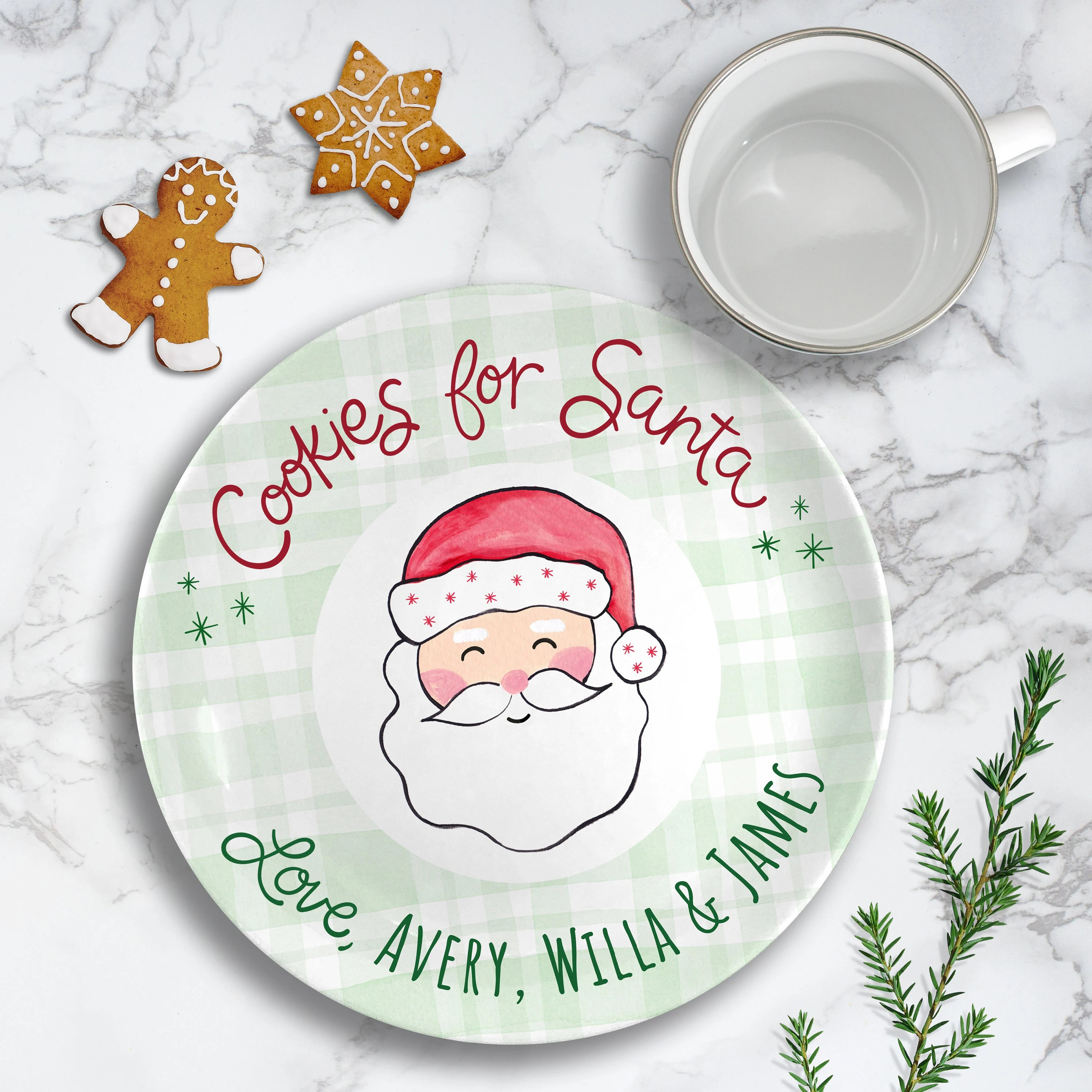 Personalized Cookies for Santa Plate, Ceramic Christmas Eve Cookies in Pink or Green | Etsy (Global)