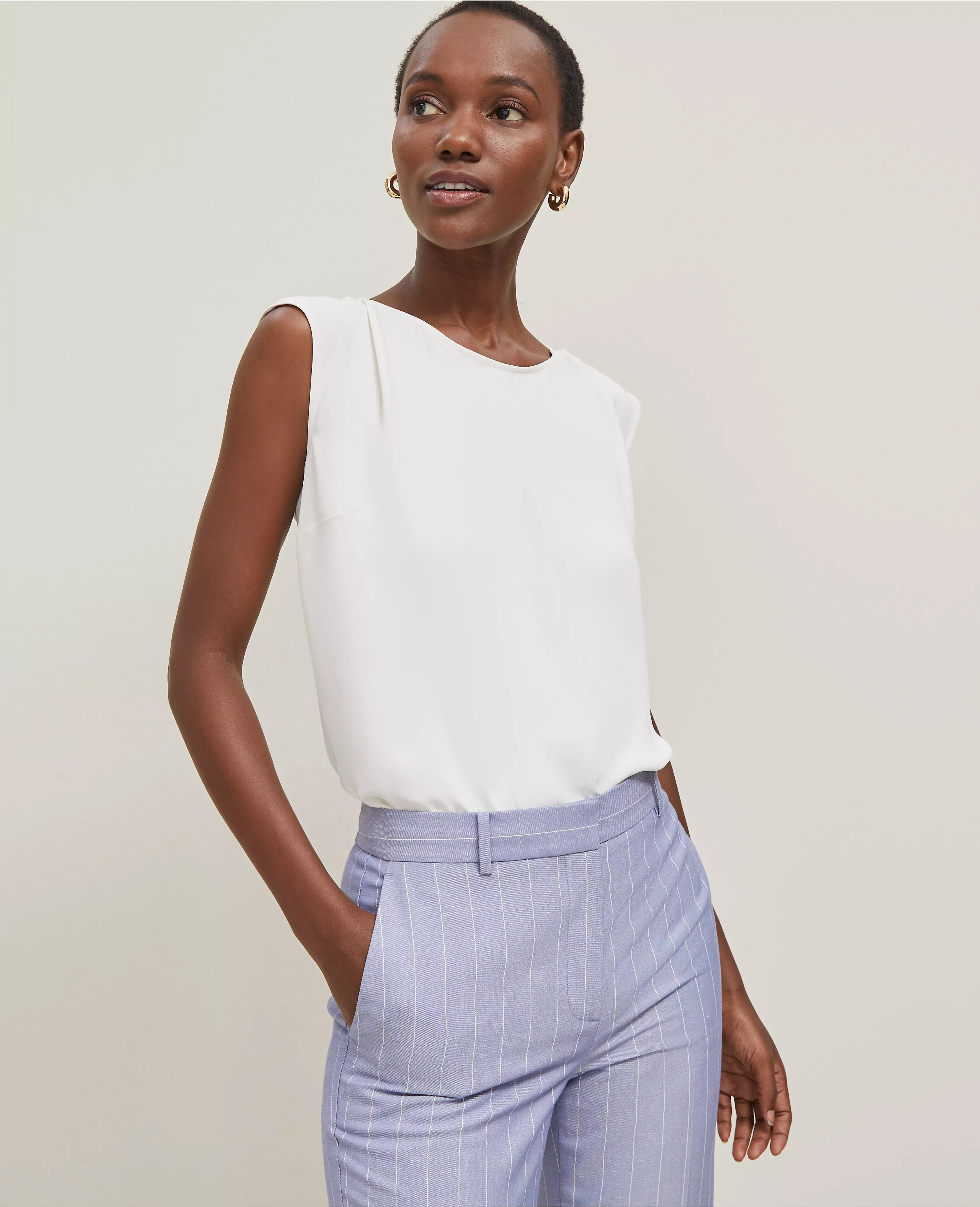 Sleeveless Crew Neck Top | Ann Taylor