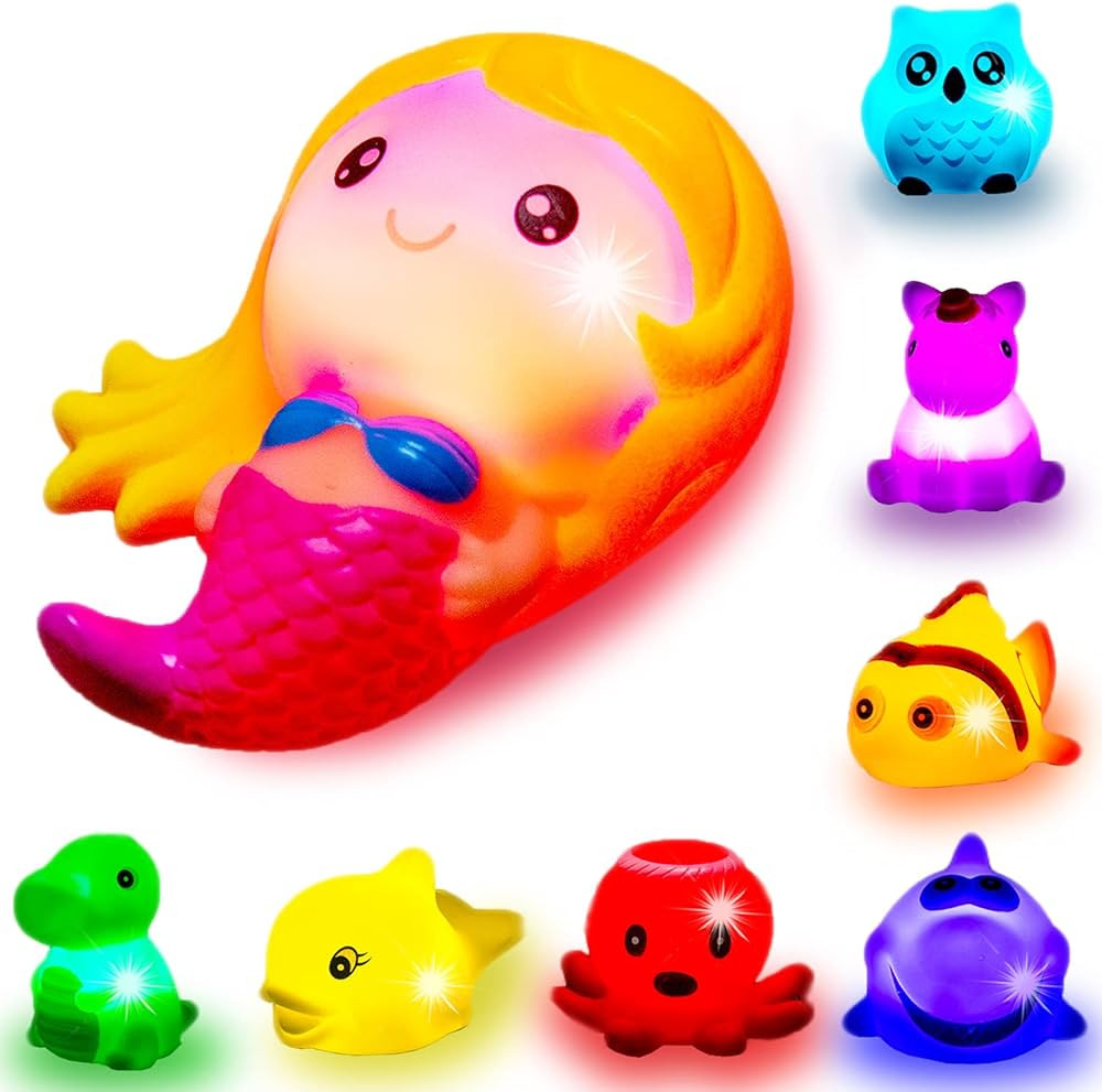Bath Toys for Toddlers Baby 8 Pack Light Up Toys - Bathtub Toy Flashing Colourful LED Light Showe... | Amazon (US)