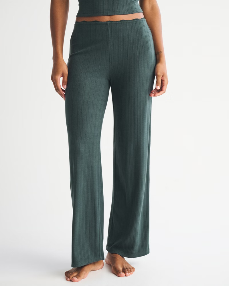 Women's Pointelle Wide Leg Sleep Pant | Women's Sleepwear & Loungewear | Abercrombie.com | Abercrombie & Fitch (US)
