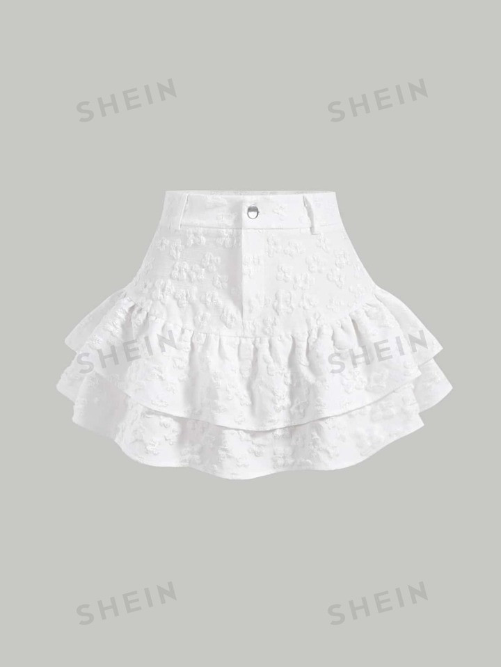SHEIN MOD Jacquard Ruffle Trim Skirt | SHEIN