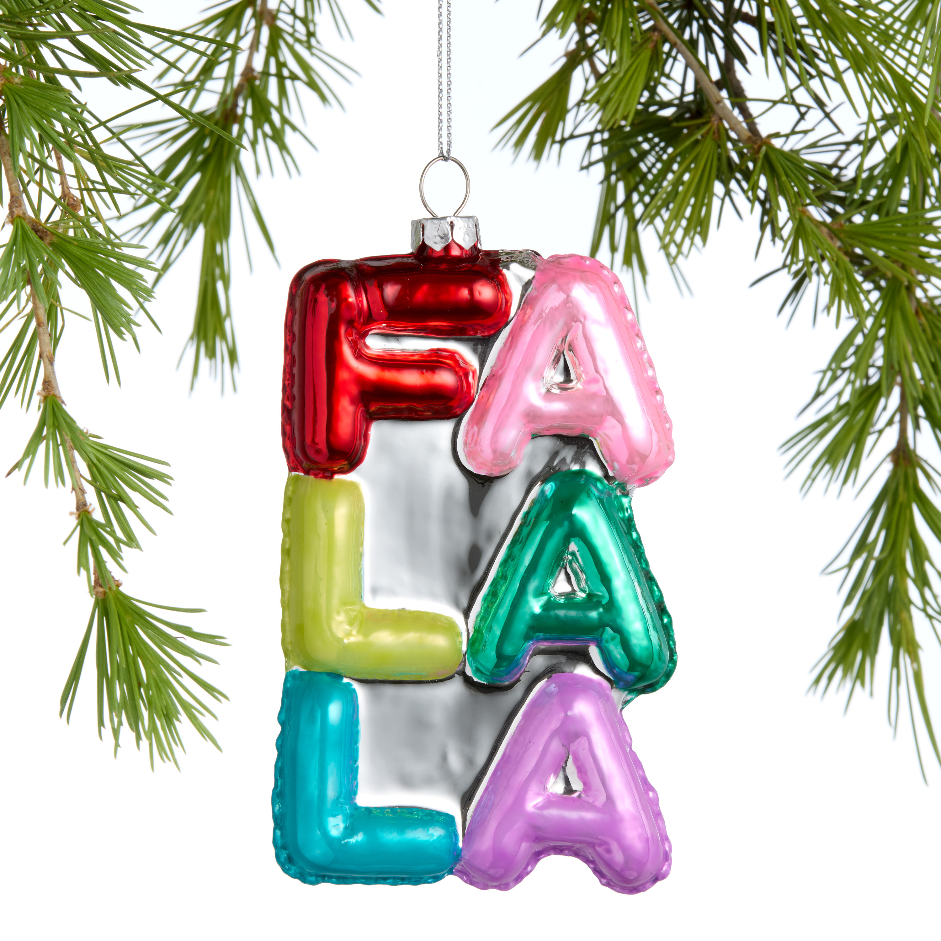 Glass Letter Balloon Fa La La Ornament | World Market