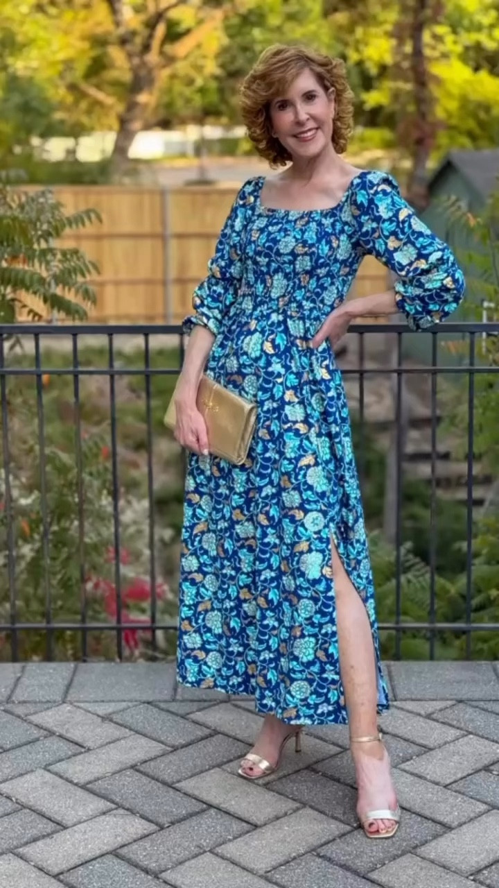 Sale ALERT! 
The @cabanalife Holiday Collection is HERE, and it's awash in UPF50+ beauty! 

It’s also on SCARY🎃GOOD sale! Take $20 off $150+, $50 off $250+, and $100 off $400+ purchases! 

I'm crazy about this Navy Floral Metallic Puff Sleeve Maxi Dress! 
It's wrinkle-free and has a smocked bodice, a sassy side slit, gathered blouson sleeves, and festive gold detailing scattered throughout the print.
💙💙💙


#LTKSaleAlert #LTKStyleTip #LTKHoliday