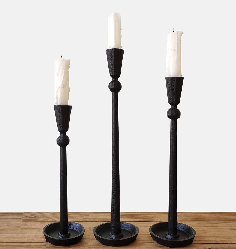 Iron Taper Candle Holder Set 3 - Decorative Candle Stand - Candlestick Holder for Wedding, Dinnin... | Amazon (US)
