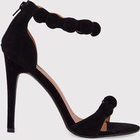 Una Black Suede Studded Strappy Heeled Sandal | PrettyLittleThing US