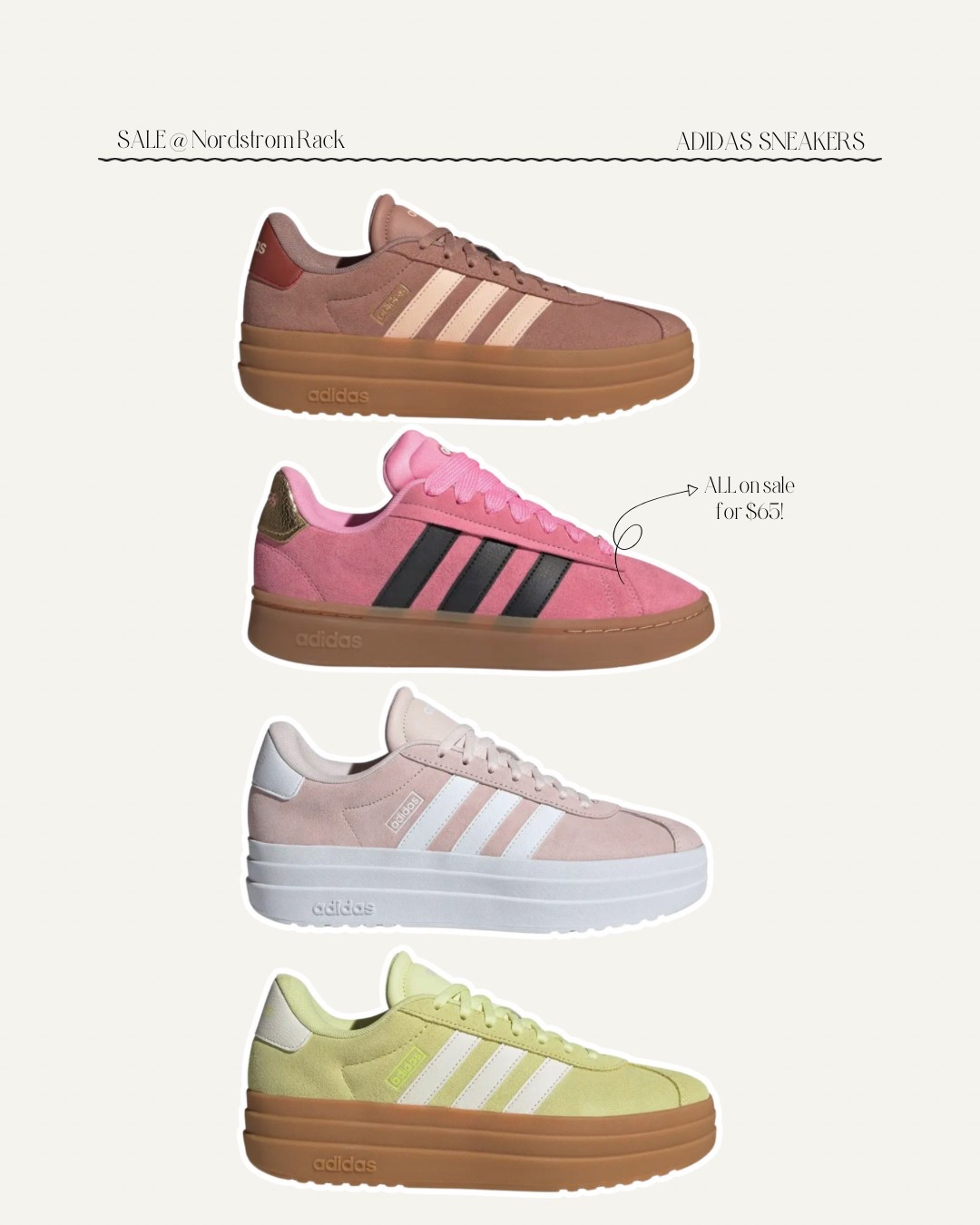 Adidas sneakers on sale at Nordstrom Rack! I am loving these for spring! 

#LTKSaleAlert #LTKShoeCrush #LTKFindsUnder100
