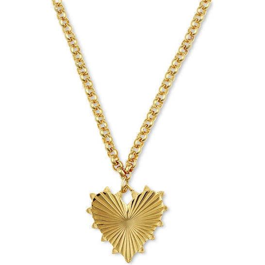 Women's Heart Of Gold Charm Belcher Chain Necklace, Gold | Maisonette