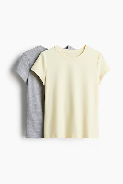 H & M - 2-pack sports tops with DryMove - Yellow | H&M (UK, MY, IN, SG, PH, TW, HK)