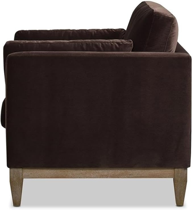 Pemberly Row 36" Modern Farmhouse Arm Chair, Deep Brown Performance Velvet Upholstery, Solid Birc... | Amazon (US)