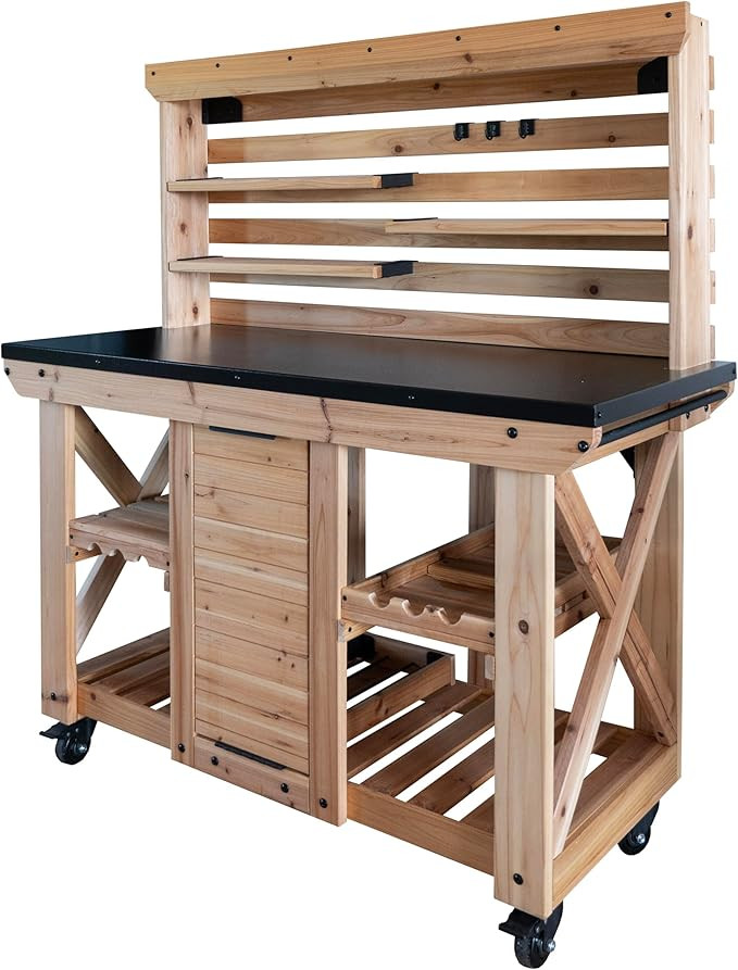 Backyard Discovery 48" Cedar Wood Buffet Hutch Serving Station with Galvanized Steel Countertop, ... | Amazon (US)