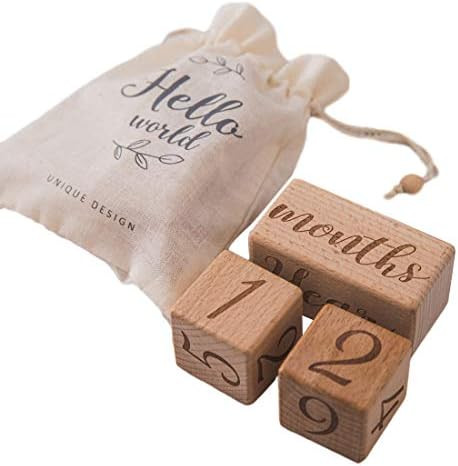 Baby Month Blocks Wooden Baby Milestone Age Blocks with Weeks Months Years, Baby Photoshoot Props... | Amazon (US)