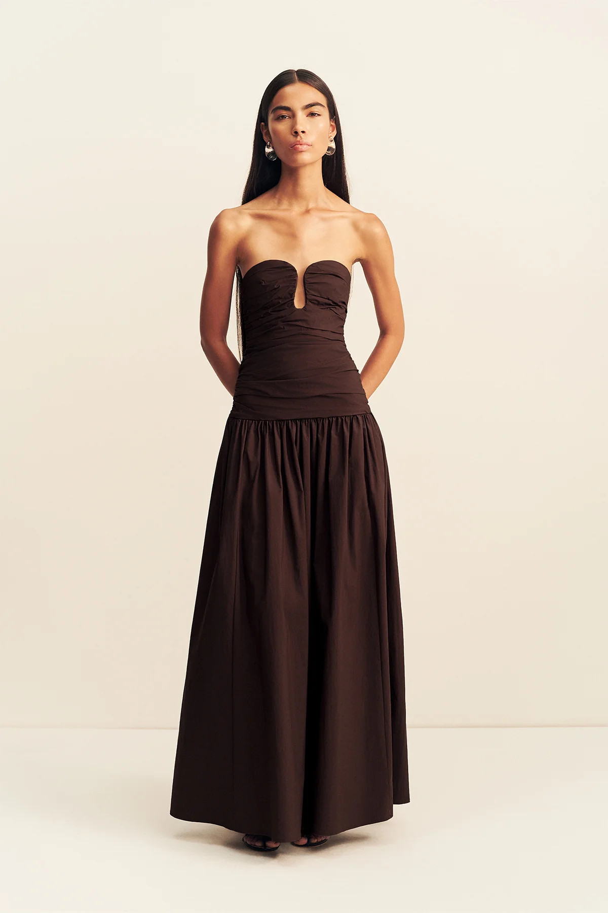Campbell Fitted Drop Waist Maxi Dress | Ristretto | Dresses | Shona Joy | Shona Joy