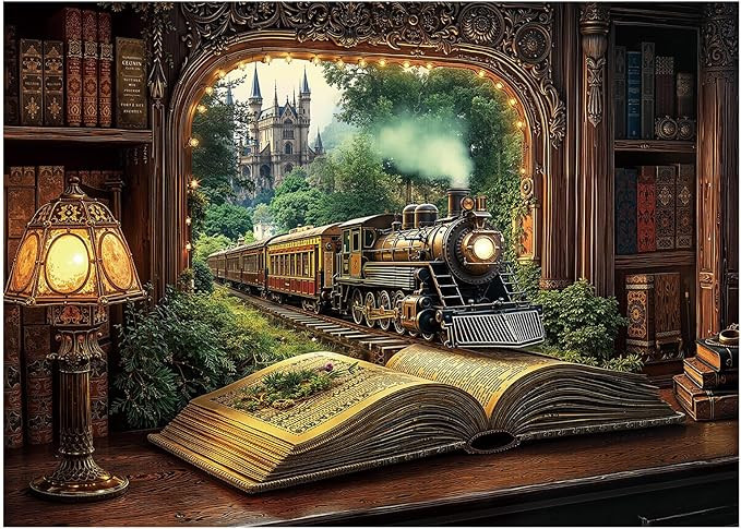 Train Forest Book Puzzle 1000 Pieces for Adults, Magic Vintage Plant Jigsaw Puzzles Castle, Fanta... | Amazon (US)