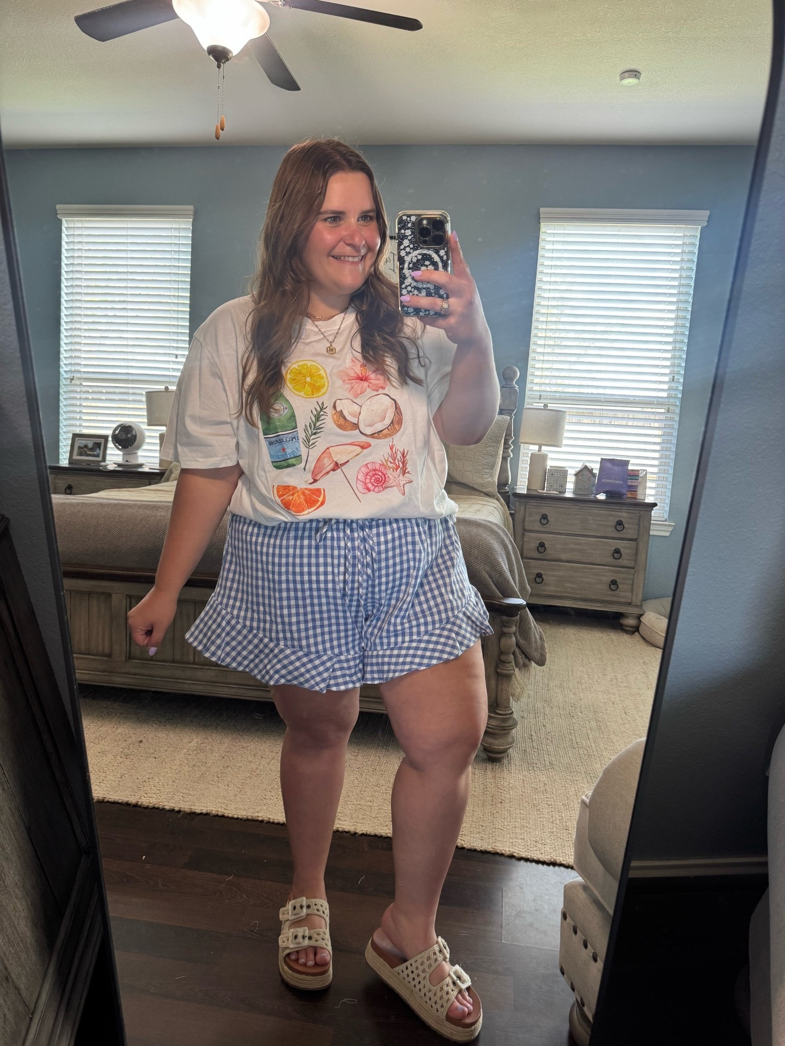 This outfit is from SHEIN curve. Wearing a xxl in the shorts. I’m a size 16 so these fit true to size and I even have room. I’m wearing an xxl in the graphic tshirt. I sized up for extra room. Paired with Walmart shoes and Amazon jewelry.

#LTKootd #LTKMidsize #LTKPlusSize