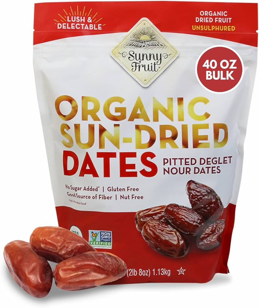 Sunny Fruit Organic Dried Pitted Deglet Nour Dates, 2.5 Pound Bulk Bag | No Preservatives, No Sug... | Amazon (US)
