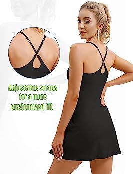 Womens Tennis Dress, Workout Dress with Built-in Bra & Shorts Pockets Exercise Dress for Golf Ath... | Amazon (US)