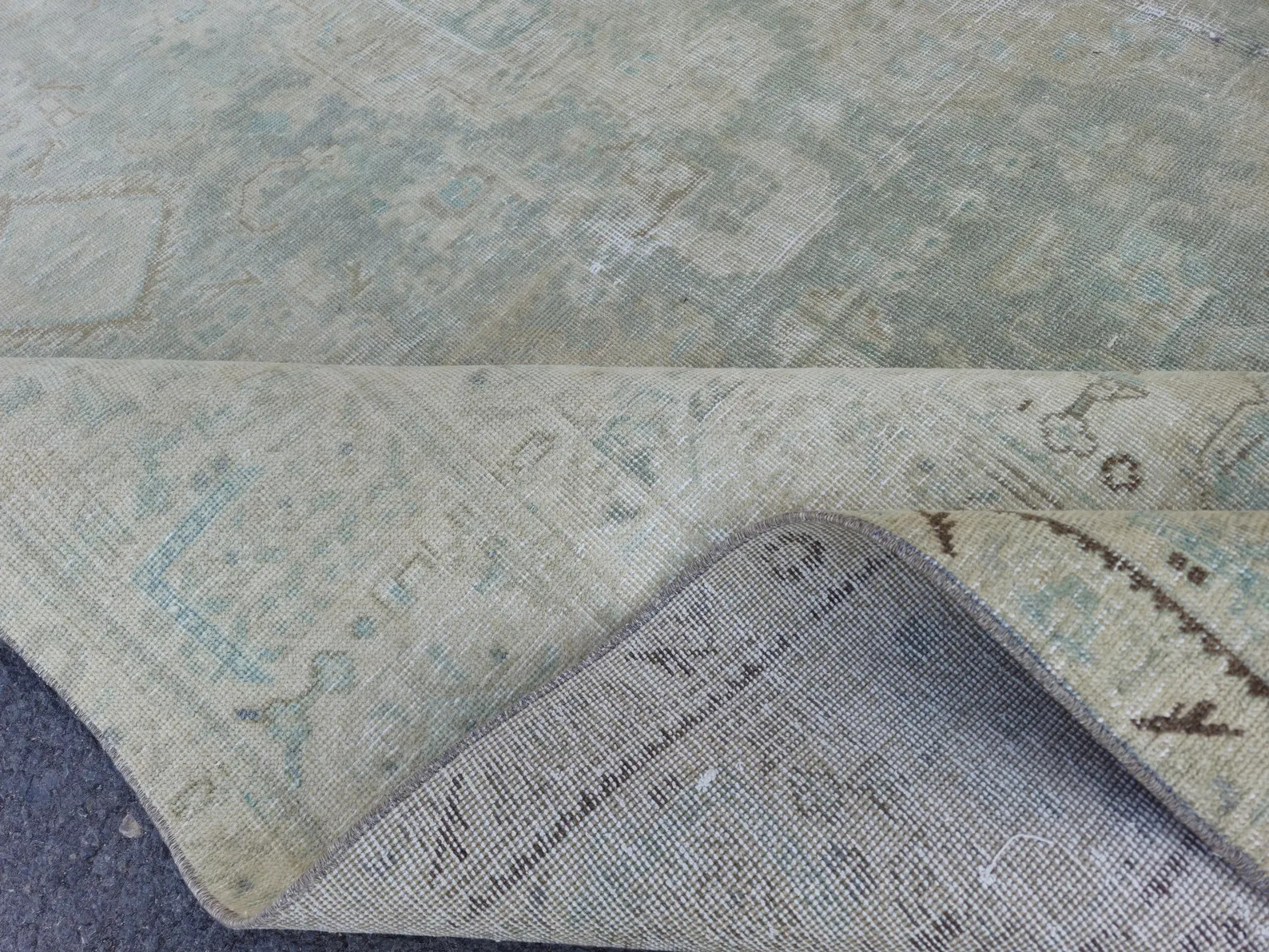 10x13 Oversized Hand-Knotted Turkish Oushak Rug, Blue and Beige Vintage Area Carpet | Etsy (US)