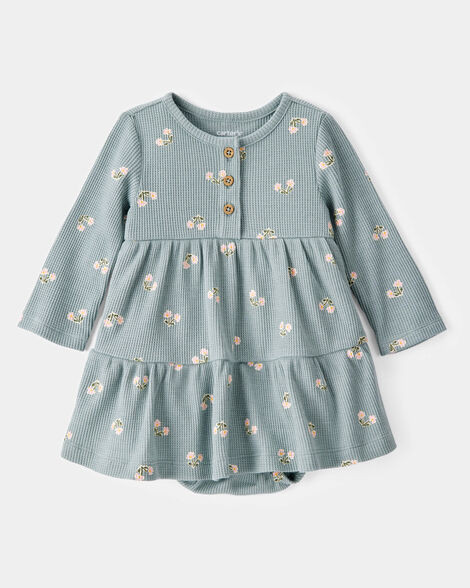 Baby Floral Waffle Knit Bodysuit Dress - Green | Carter's Inc