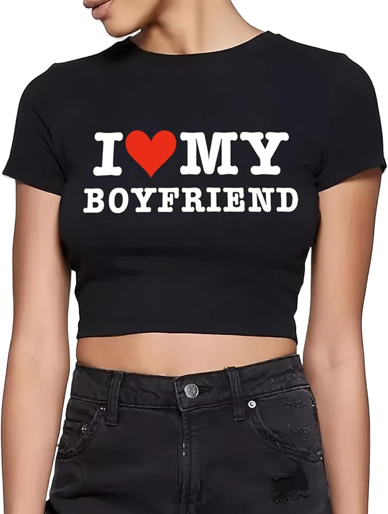 I Love My Boyfriend Shirt Crop Tshirt for Women | Amazon (US)