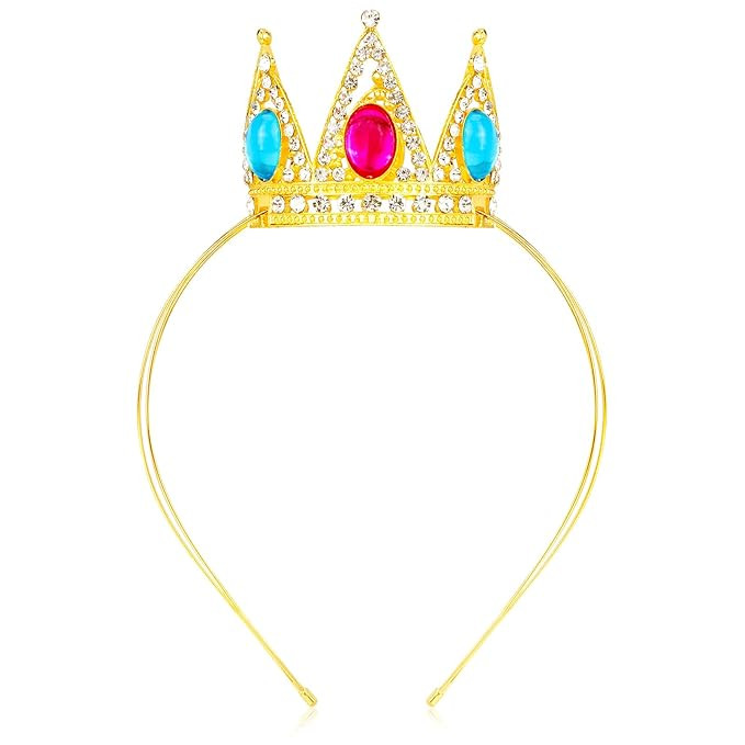 VELSCRUN Princess Tiara Peach Crown for Women Girls, Red Blue Princess Halloween Cosplay Headband... | Amazon (US)