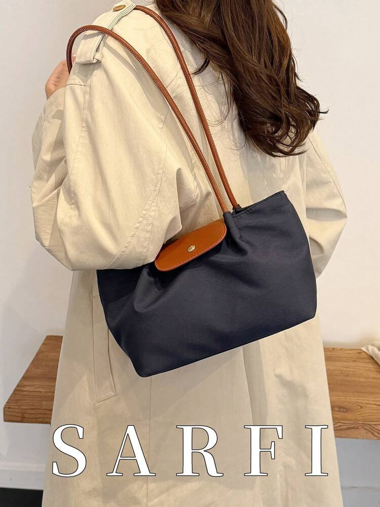 Fashionable And Simple Contrast Color Buckle Design Women's Shoulder Bag, High-End Casual Versati... | SHEIN