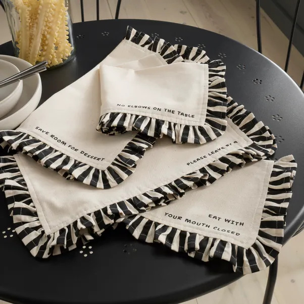 Pack of 4 Bistro Slogan Napkins | Dunelm