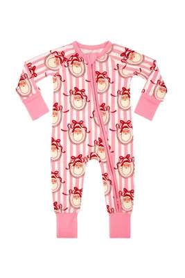 Pink Santa Claus Lane Zipper Romper | In My Jammers