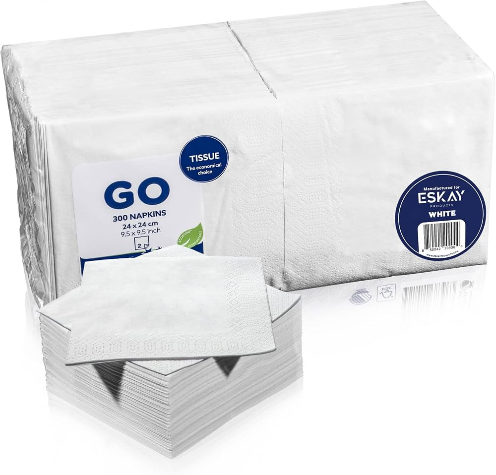 White Beverage Napkins, 2-Ply Disposable Paper Napkins-Bar, Cocktail, Weddings, Birthday, EU Made... | Amazon (US)