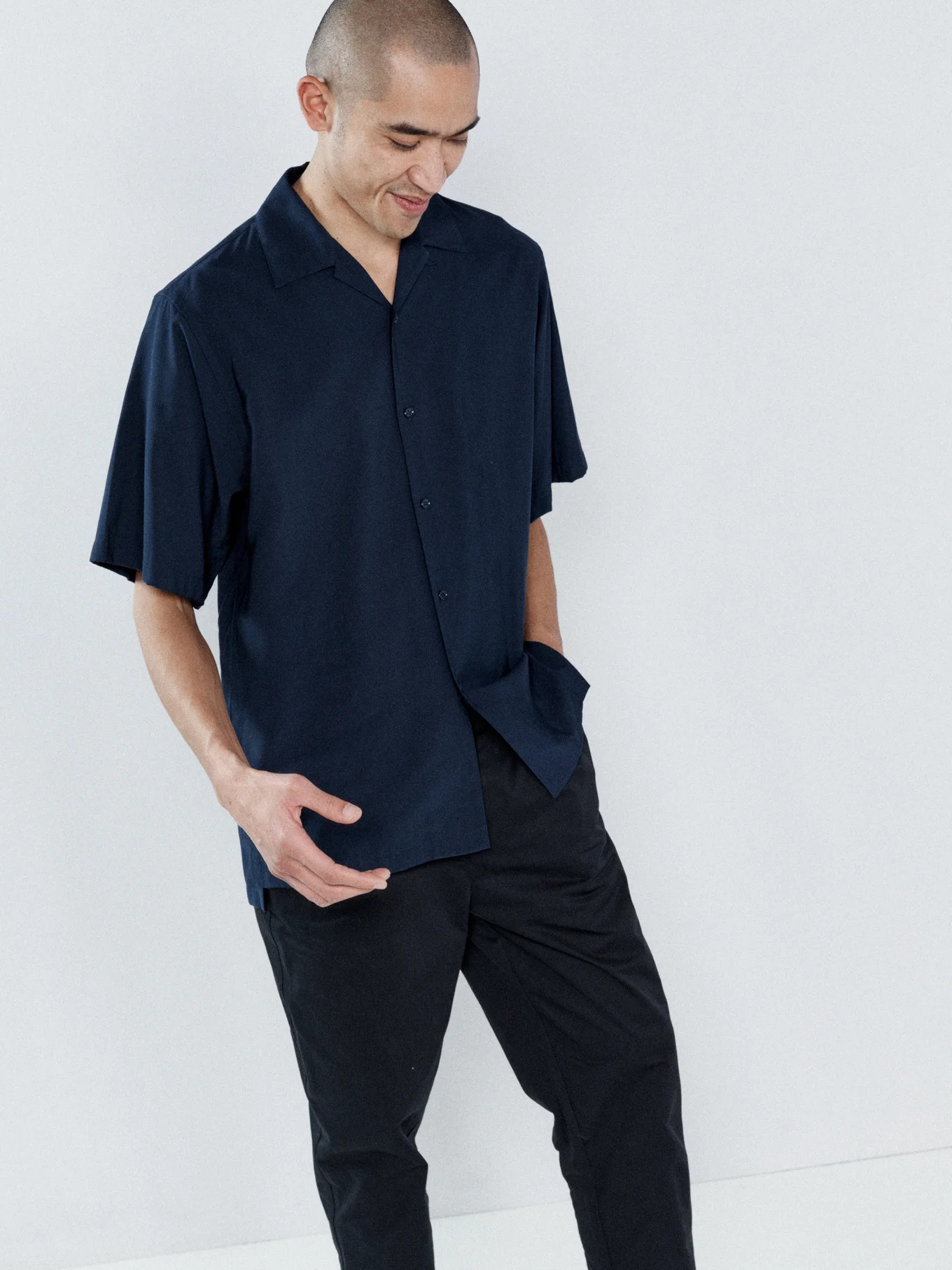 Camp-collar crepe shirt | Matches (UK)
