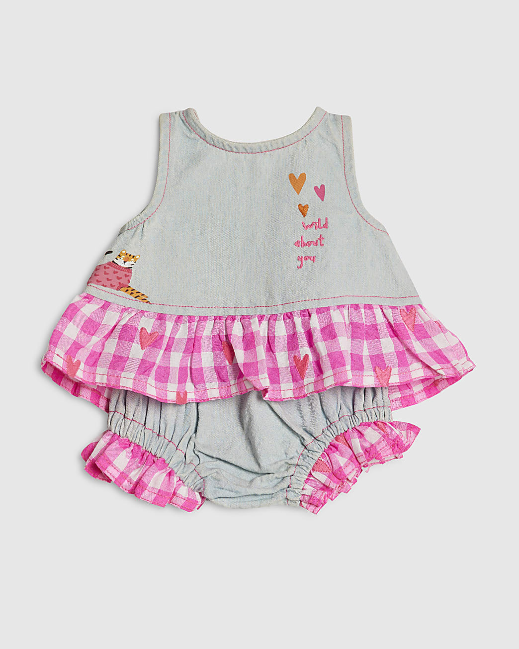 Baby Girl Blue Denim Hybrid Tiger Set | River Island UK & IE