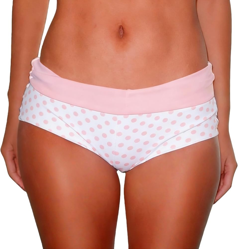Tsultryofs Women Reversible Bikini Bottoms Fold Over Polka Dot Swim Bottoms Full Coverage Tummy C... | Amazon (US)