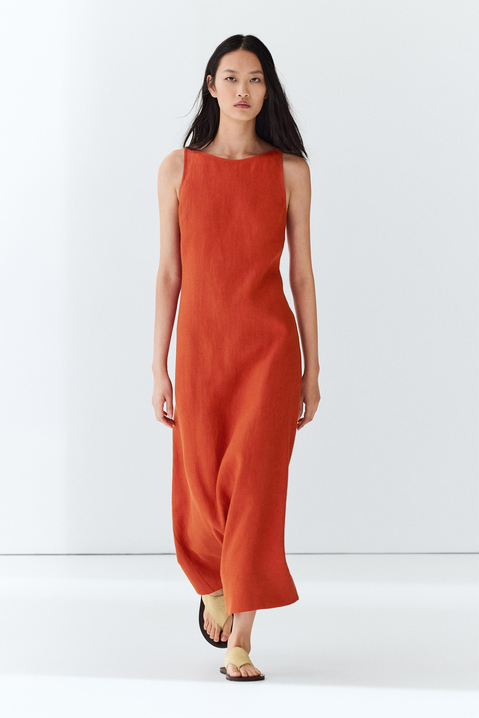 100% linen halter dress | Massimo Dutti UK