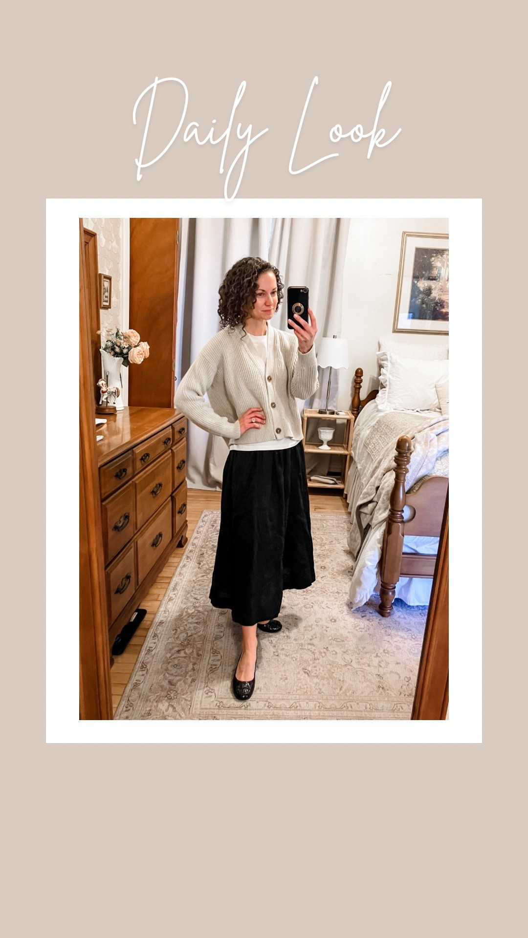 Neutral spring outfit!
Cotton cardigan from Quince. 
White T-shirt from Amazon. 
Black linen skirt is old, linking similar. 
Black Tory Burch flats are old, linking similar. 
Petite outfit. Spring outfit. Classic outfit. Neutral outfit. Modest outfit  

#LTKootd #LTKgrwm #LTKdayinmylife