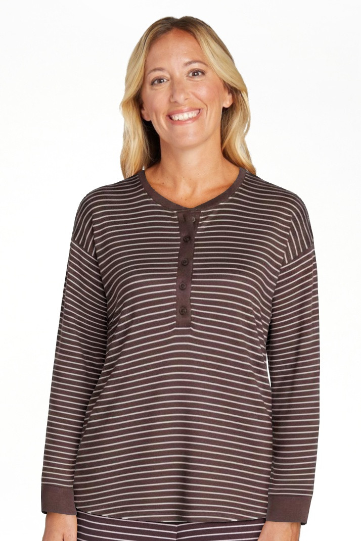 Joyspun Women's Cozy Lounge Collection Hacci Long Sleeve Henley Sleep Top, Sizes XS to 3X | Walmart (US)