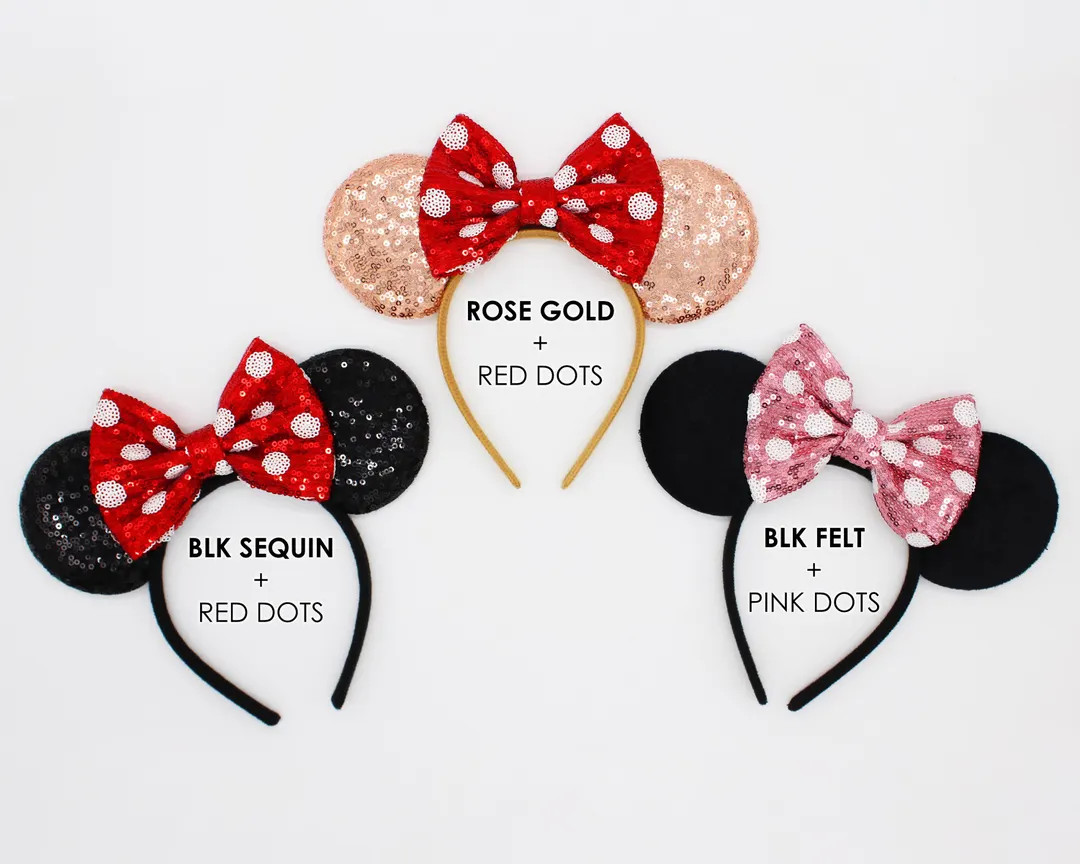 Sequin Mouse Ears | Custom Color Bow Headband | Etsy (US)