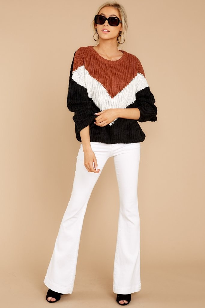 Wind In Your Sail Black Chevron Sweater | Red Dress 